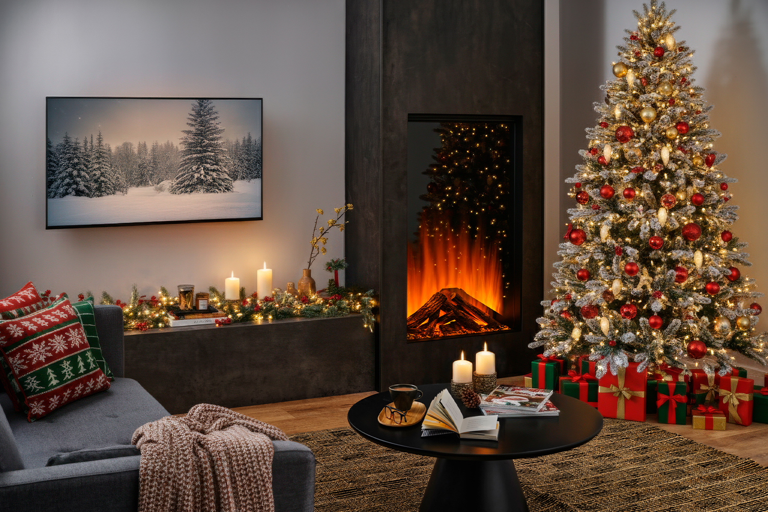 Электрокамин New Forest 870 Deluxe Real Logs в интерьере квартиры